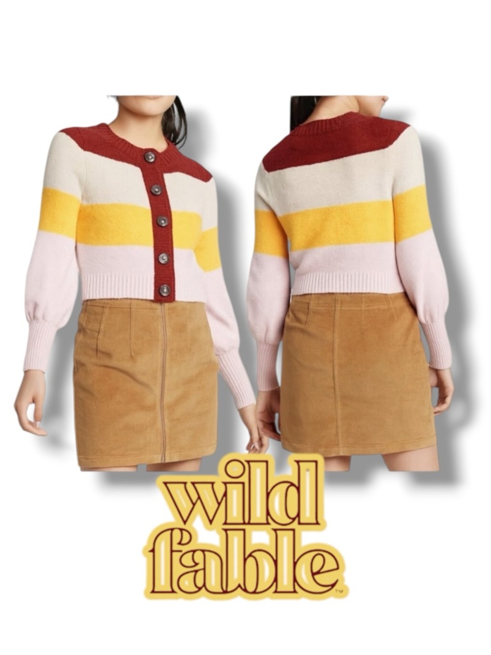 Sweater Wild Fable Cardigan Colorblock Cropped Size Small